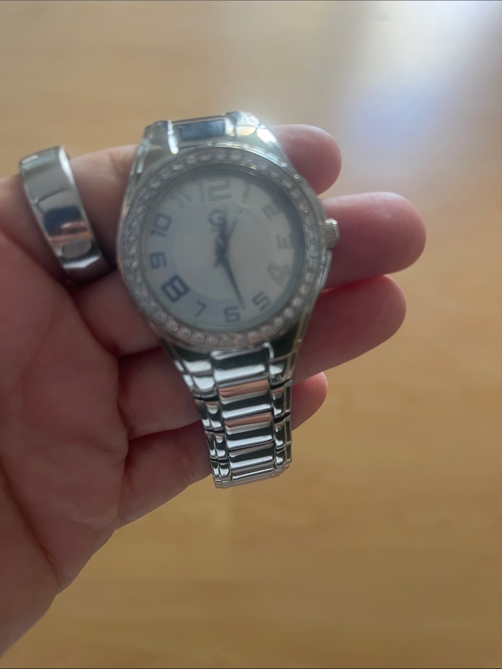 G by Guess Silver Crystal Accent Stainless Steel Watch